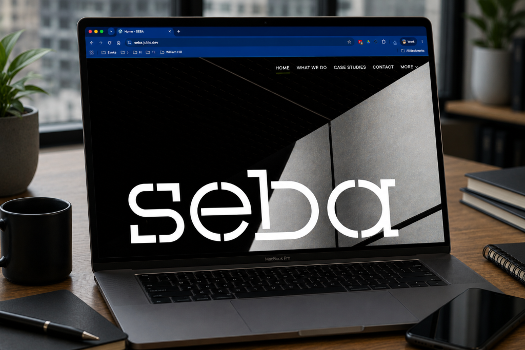 Seba website shown on a laptop